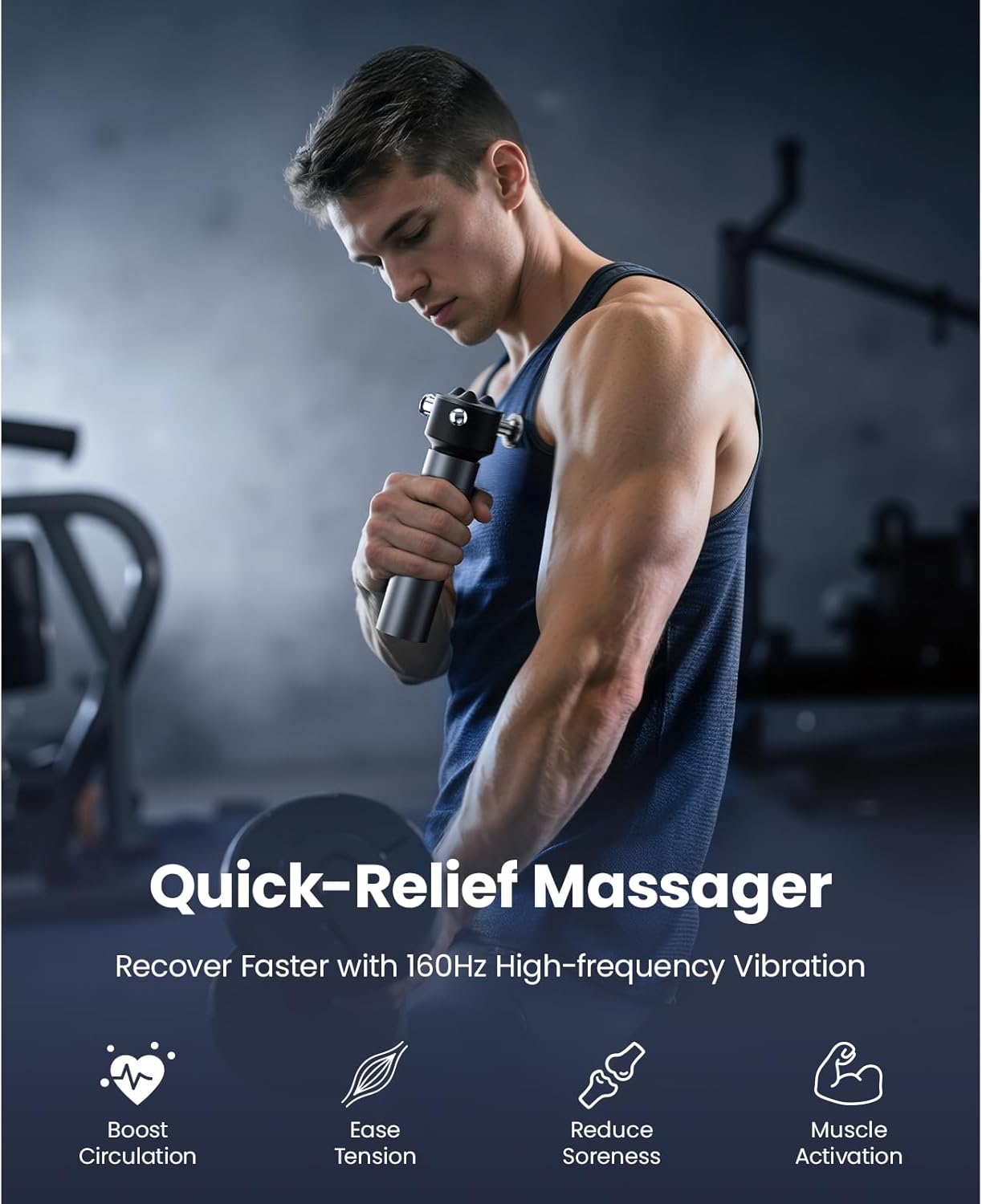 Bob and Brad VibeFlow Vibration Therapy Massager, 160Hz Deep Tissue Massager, Portable Handheld for Muscle Full Body Trigger Point, FSA HSA Eligible, Idea Gift