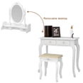 thumbnail image 4 of Franhais Dressing Table with Stool, Density Board Wood Dresser with Drawers and Footstool, Gift for Daughter, Girlfriend, 4 of 8