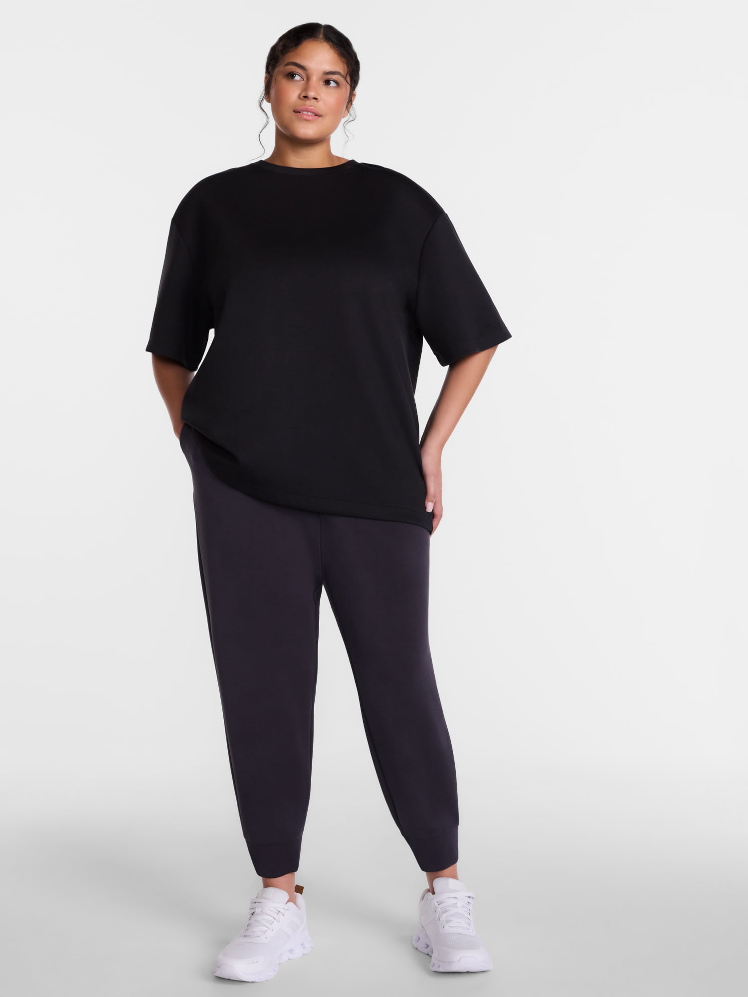 Avia Women's and Women's Plus ScubaKnit Joggers, Short Length, Size XS-4X