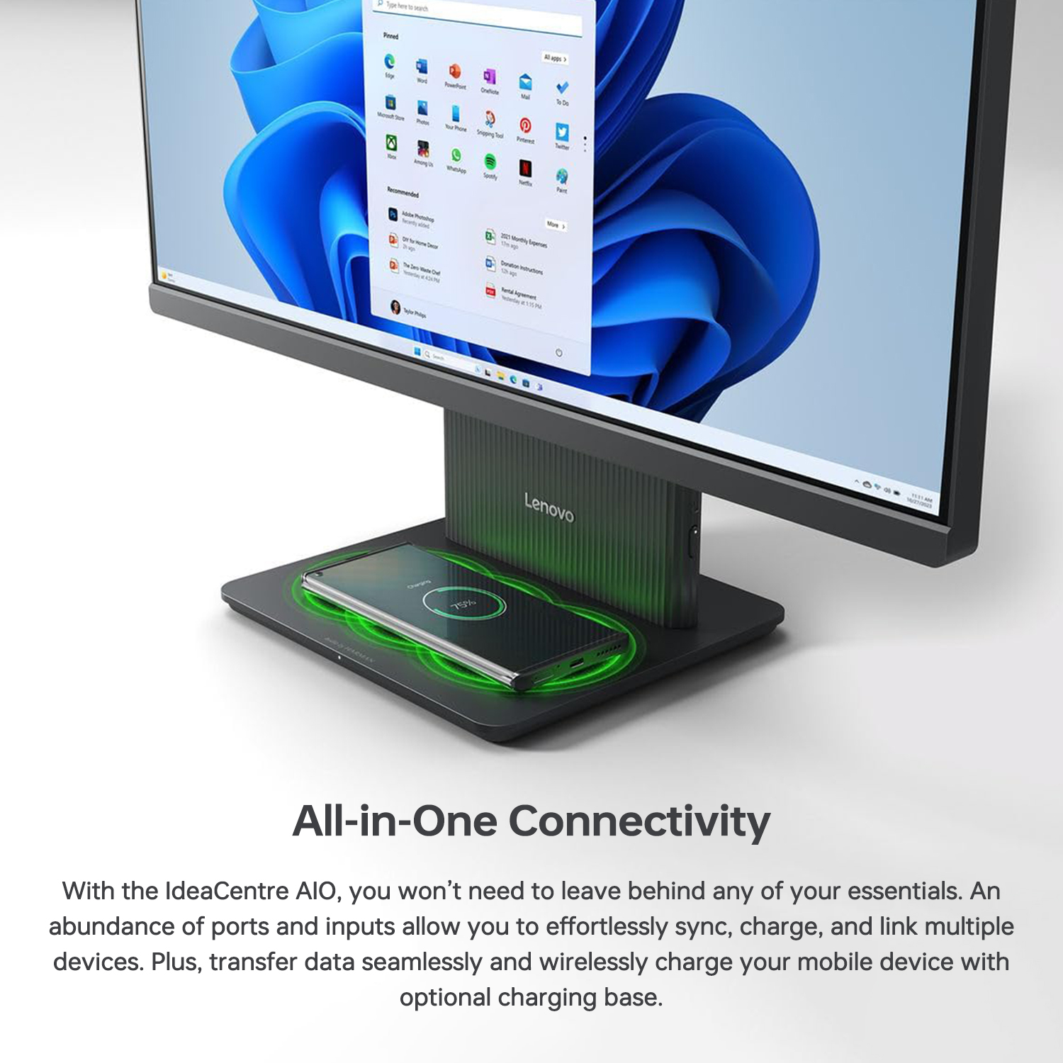 Lenovo IdeaCentre Business Computer All-in-One PC, 27" FHD 100Hz Display, AMD Ryzen 7 8845HS, 32GB DDR5, 1TB SSD, Wi-Fi 6, Windows 11 Home with AI & Microsoft Copilot, Wireless KB & M, Grey