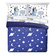 BBC Studios Bluey Blue 7 Piece Full Bed Set w/ Sham, 100% Microfiber