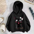 thumbnail image 3 of Kiijoy Girls Oversized Hoodie Cute Cat Graphic Pullover Sweatshirt, Black, Sizes 4-5T, 3 of 3