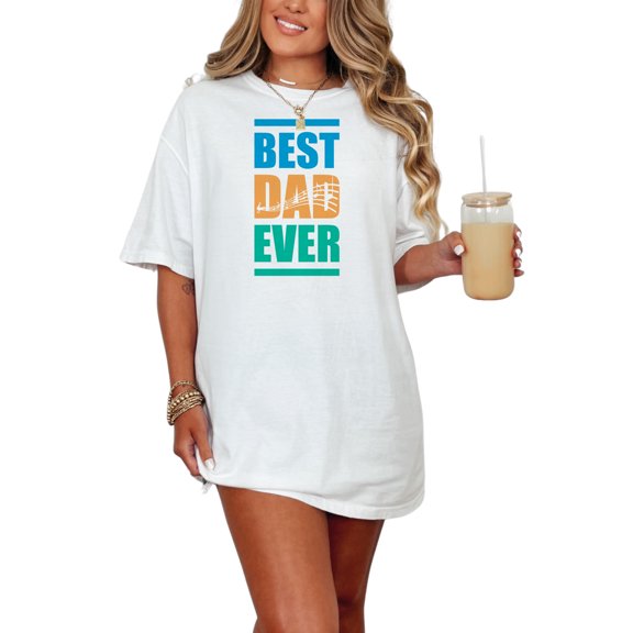 Best Dad Ever Music Notes, White Comfort Colors T-Shirt, Small