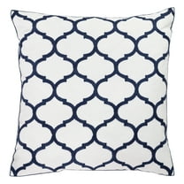 18''x18'' Embroidered Boho Cotton Throw Pillow Set of 2 Decorative Square Pillow Cover, Trellis, Blue/White