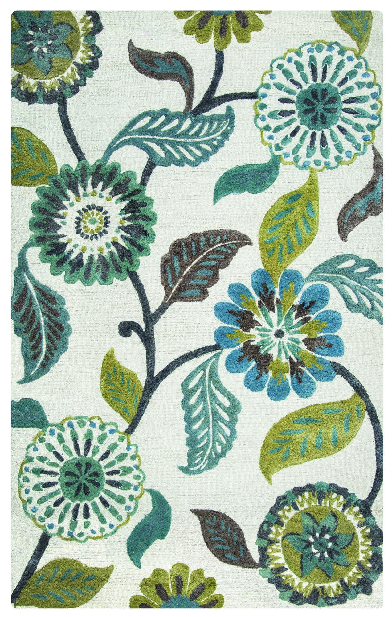 Rizzy Rugs Eden Harbor Area Rug EH8642 Sage/Blue--Teal Petals Leaves 10' x 14' Rectangle
