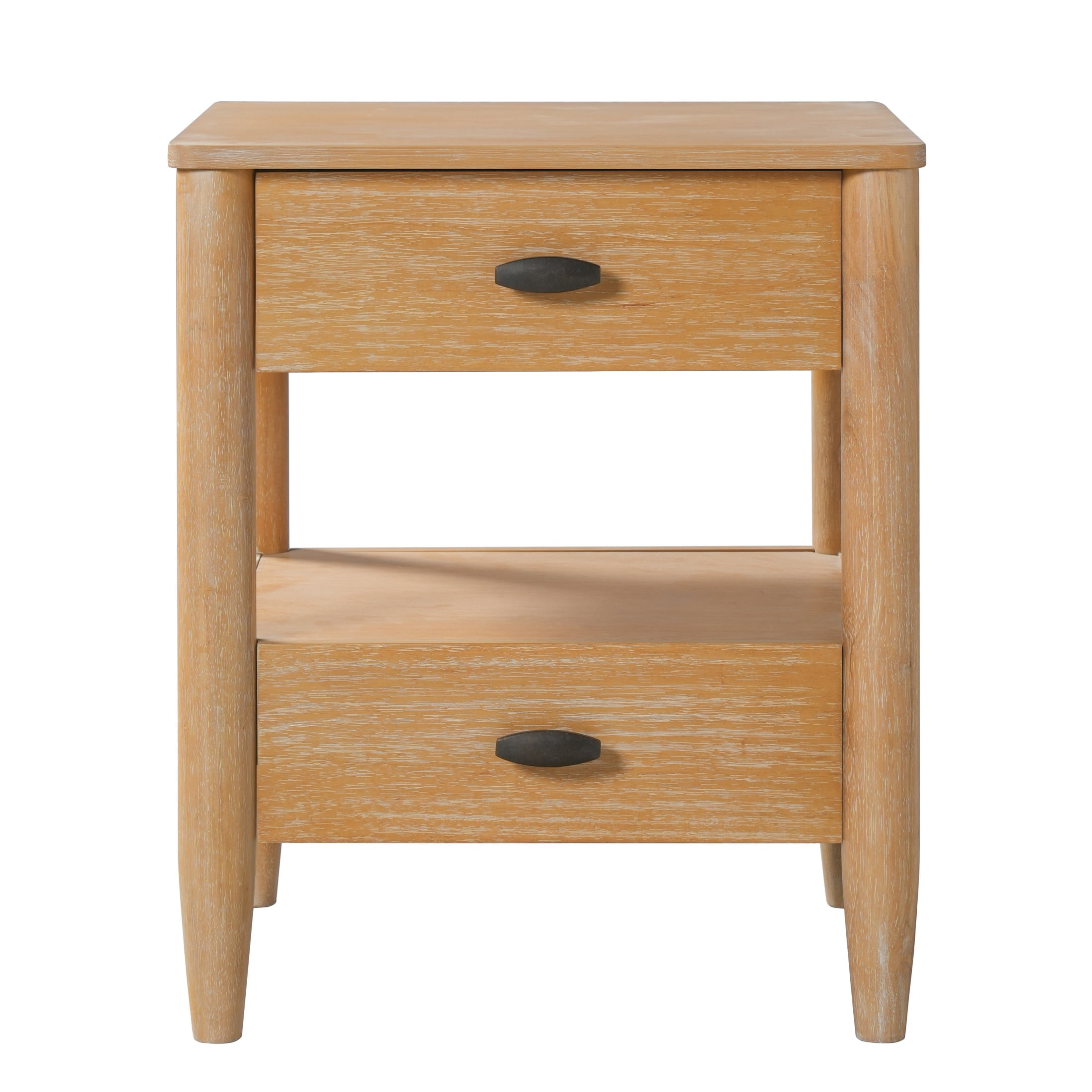 Christopher Knight Home Farmhouse Wooden Nightstand with Soft-Close Drawers, Open Shelf, Natural