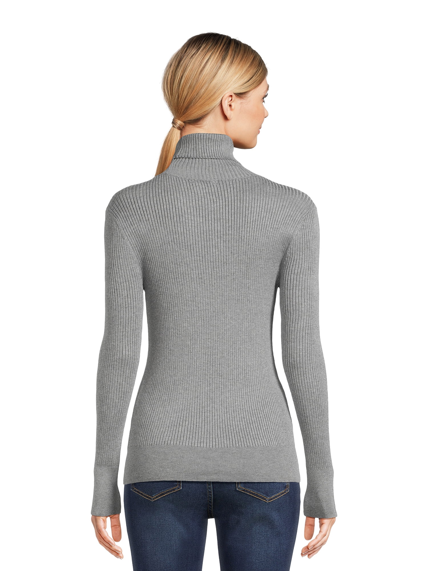 Time and Tru Women's Ribbed Knit Turtleneck, Sizes XS-XXXL