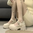 thumbnail image 3 of Women Platform Mary Jane Shoes Chunky Heel Round Toe Buckle Strap Casual Dress Shoes, 3 of 4
