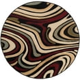 thumbnail image 3 of Contemporary Area Rug (7'10'' Round) Abstract Black, Red Indoor Round Easy to Clean, 3 of 6