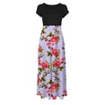 thumbnail image 4 of Empire Waist Dresses for Women 2024 Short Sleeve Crewneck Floral Maxi Long Dress Summer Fashion Casual Sun Boho Dresses, 4 of 4