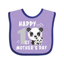 Inktastic Happy First Mothers Day with Panda Bears Boys or Girls Baby Bib