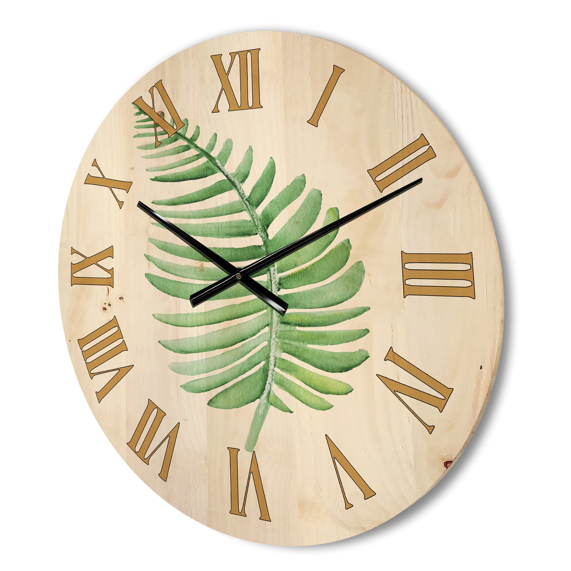 Designart 'Close Up Of Tropical Leaf Of Monstera III' Farmhouse Wood Wall Clock