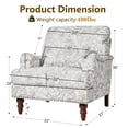 thumbnail image 3 of DREAMSIDEA High Back Floral Accent Chairs Set of 2 for Living Room, Upholstered Lounge Armchair with Lumbar Pillow Comfy Reading Sofa Chair, Rococo Light Gray, 3 of 6