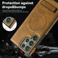 thumbnail image 4 of Magnetic for Galaxy S22 Ultra Premium PU Leather Case,Built-in Invisible Stand [Compatible with Magsafe] Protective Slim Kickstand Phone Cover Compatible with Samsung Galaxy S22 Ultra, Brown, 4 of 9