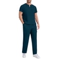 thumbnail image 5 of Men's 2 Piece Matching Set Casual Short Sleeve V Neck Top And Shorts Polyester Travel Outfits Lounge | Zenithor,Green L, 5 of 9