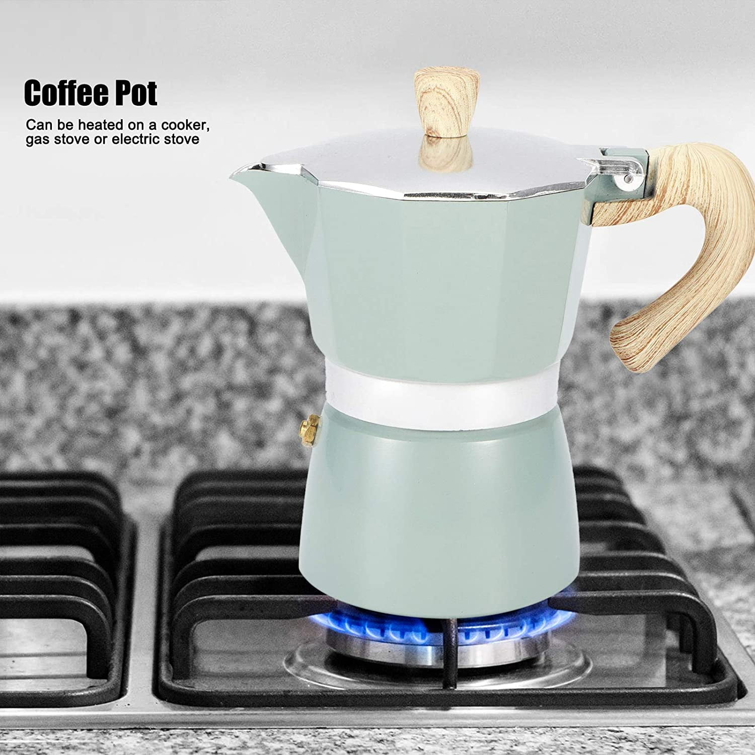 Moka Pot Aluminum Stovetop Espresso Maker with Non Slip Handle Easy to Use Home Office Coffee Maker Pot for Gas Stove Camping Stove Electric Stove