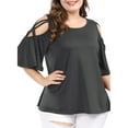 thumbnail image 5 of Agnes Orinda Women's Plus Size Summer Strappy Cold Shoulder Trumpet Sleeve Blouse, 5 of 6