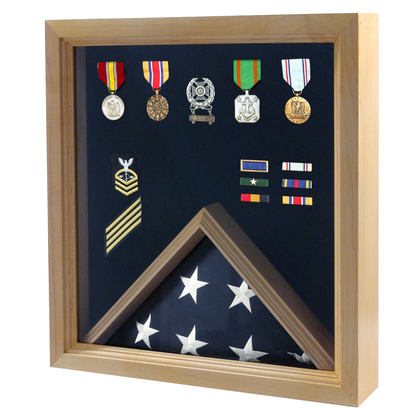 Display Case Oak en Box Glass Top Collectibles Memorabilia Medals Coins 