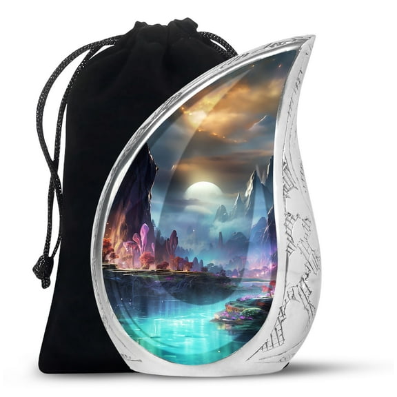 River Urns for Human Ashes, Full Moon Teardrop Urn for Ashes, Burial Urns for Adult Human Ashes, Cremation Urns for Human Ashes Adult Female, Funeral Urns for Adult Ashes, Large Metal Urn 10 Inch