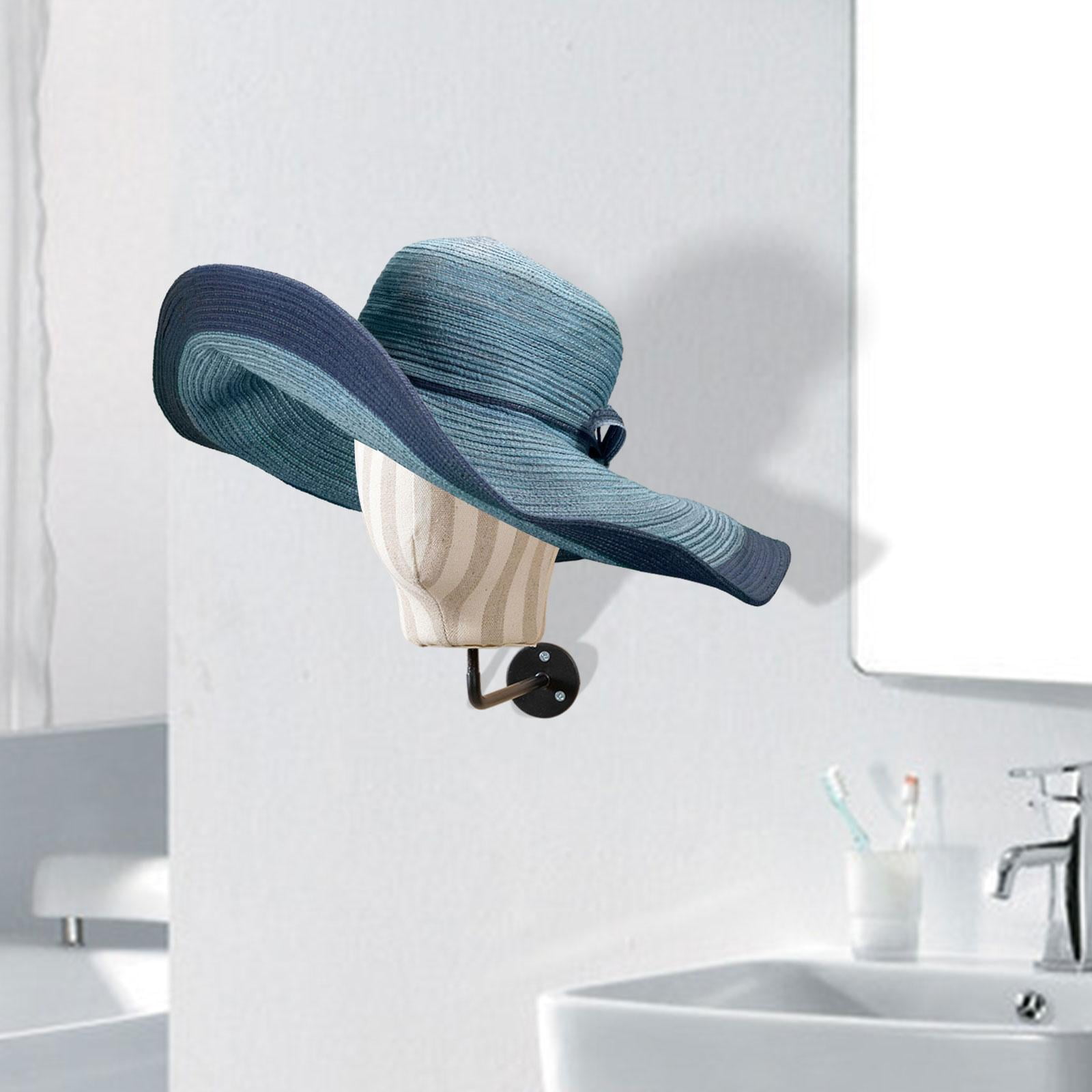 TOOYFUL Wall Mount Mannequin Head Manikin Head,Multipurpose, Display Model Storage Hanger Hanging Stand for Hats thick linen