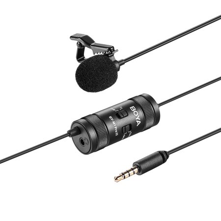 BOYA BY-M1 Pro II Universal Clip-on Microphone Omni-directional Condenser Lapel Mic 3.5mm TRRS Plug 6M Long Cable Plug-and-Play for Smartphone Camera Camcorder Audio Recorder Computer