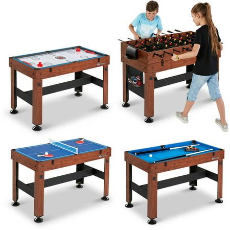 MD Sports 54 Inch 4-in-1 Combo Game Table, Foosball, Hockey, Table Tennis and (Best Table Tennis Serve Ever)