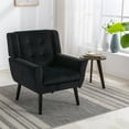 thumbnail image 4 of Modern Soft Material Ergonomics Accent Chair  With Black Legs Square Arms Black-Velvet Wood Tufted Cushions Semi-Soft Modern & Contemporary Velvet, 4 of 5