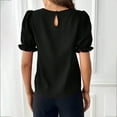 thumbnail image 3 of Plebaso Women's Blouse Crew Neck Puff Short Sleeve Business Casual Work Tops Summer Cute Tunic Shirts, 3 of 4