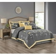 thumbnail image 5 of Kashi Home Queen Size Comforter Set 7 Pieces Grey Bedspread (86 * 86 Inch) with 2 Pillow Shams, Bedskirt and Decorative Pillows, Embroidered Lightweight Bedding - Rachelle, 5 of 5