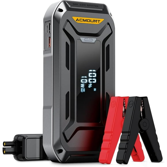 Acmount 5000A Car Jump Starter, 26800mAh Jump Starter Battery Pack with Dual USB Ports, Black