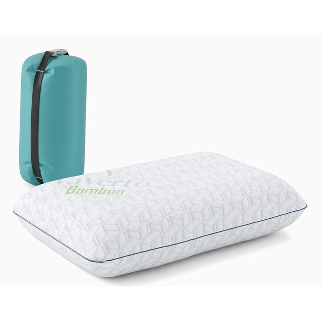 Almohada pequeña de espuma viscoelástica Vaverto para acampar, compresible, de firmeza media, funda transpirable, lavable a máquina, ideal para mochileros