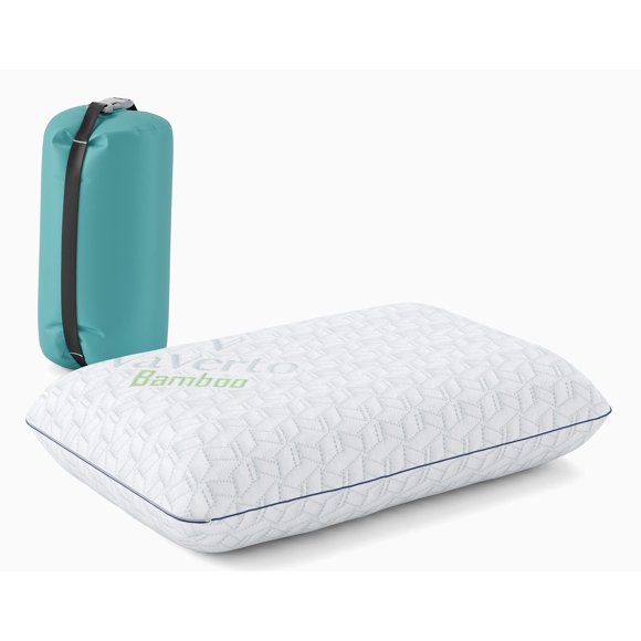 Almohada pequeña de espuma viscoelástica Vaverto para acampar, compresible, de firmeza media, funda transpirable, lavable a máquina, ideal para mochileros