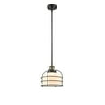 thumbnail image 3 of Innovations Lighting  Bell Cage - 1 Light 9" Mini Pendant Black Antique Brass/Matte White, 3 of 5
