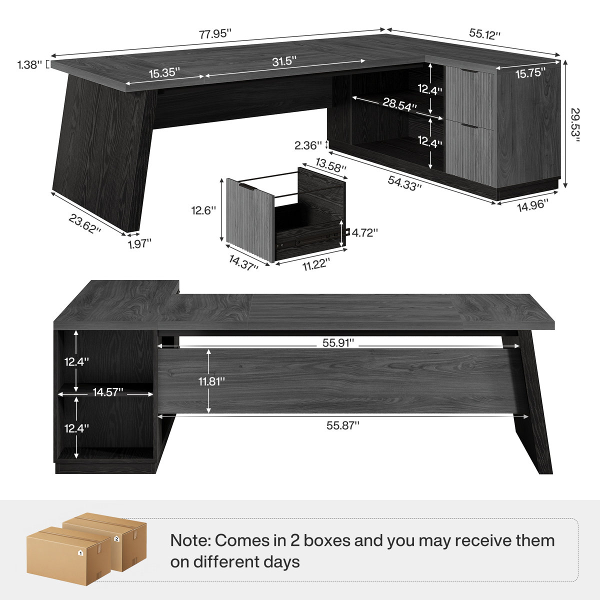 Tribesigns 78-Inch L Shaped Large Executive Desk (Gray & Black)