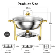 thumbnail image 2 of Chafing Dish Buffet Set 4 Pack: TINANA 5QT Stainless Steel Chafing Dishes with Glass Lid & Lid Holder, Round Food Warmers for Parties, Events, Wedding-Gold, 2 of 5