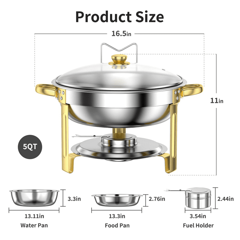 Tinana Round Chafing Dish Buffet Set 4-Pack Stainless Steel photo 2