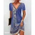 thumbnail image 2 of Women's New Ethnic Style Printed Casual V-Neck Short-Sleeved Dress, 2 of 2