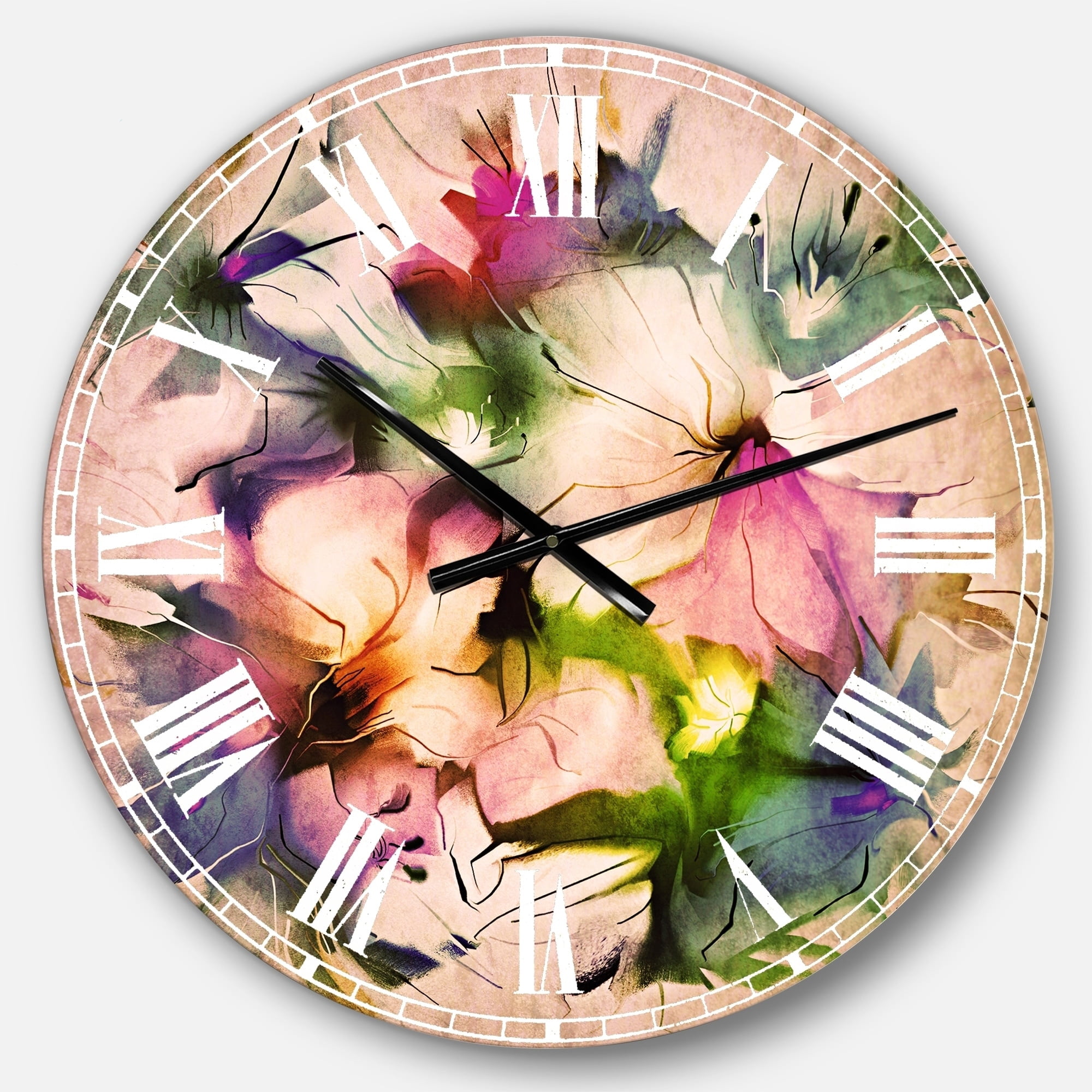 Designart 'Watercolor Floral Bouquet' Traditional wall clock