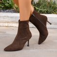 thumbnail image 6 of Womens Chic Ankle Booties Pointed Toe Stiletto Heel Shoes Side Zip Faux Suede Fashion Short Party Evening Date Night Office Daily Wear Boots, 6 of 10