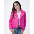thumbnail image 2 of Chaqueta Barbie de piel sintética para niñas pequeñas, color rosa metalizado, 7-8, 2 of 6