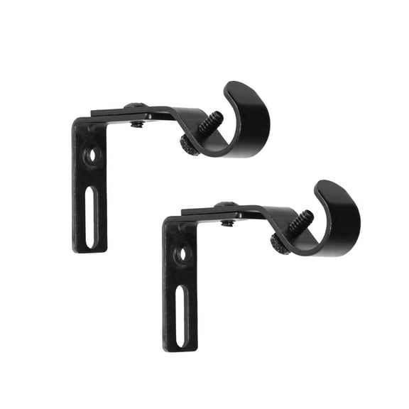 Kenney 5/8" Adjustable 3-3.5" Curtain Rod Mounting Brackets, Set of 2, Black