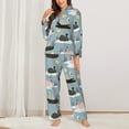 thumbnail image 2 of Pajama Sets for Women 2 Pcs, Swan Princess On Lake Button Down Long Sleeve Sleepwear Lounge PJ Sets, 2 of 6
