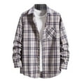 thumbnail image 3 of VBTAPA Mens Cotton Casual Button Down Shirt Jacket Lightweight Plaid Shacket Open Front Long Sleeve Cardigan Tops with Pocket Khaki XS, 3 of 8