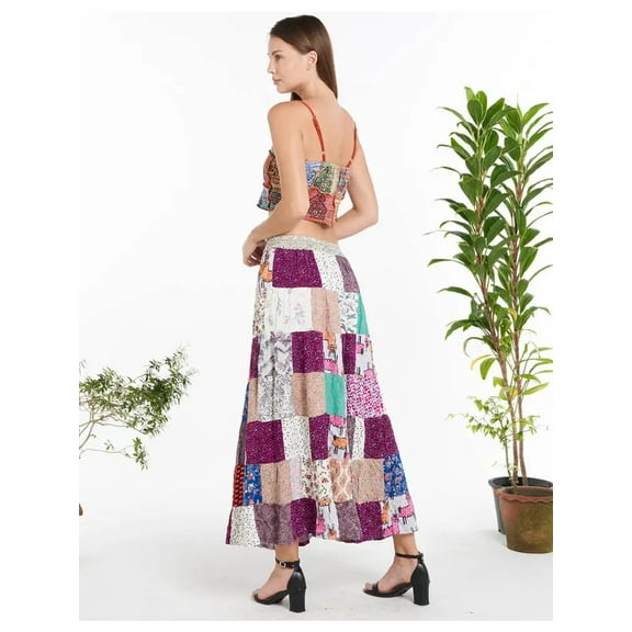 Womens Patchwork Cotton Skirt