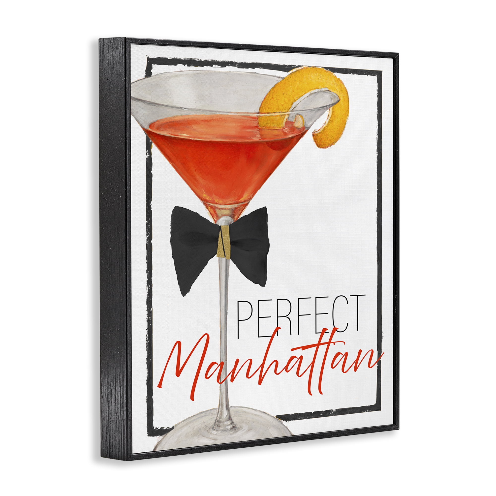 Stupell Industries Perfect Manhattan Cocktail Black Framed Giclee Art, design by Lorenzo Collective