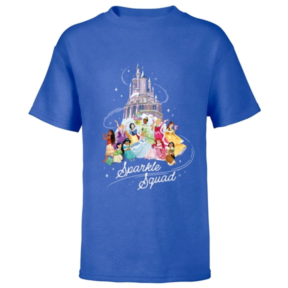 Disney Princess Sparkle Squad Winter Holiday Castle - Short Sleeve T-Shirt for Kids - Customized-Royal