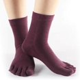 thumbnail image 3 of 1Pair Comfy Five Toe Socks Cotton High Crew Sock Five Toe Socks Athletic Solid Socks Purple, 3 of 5