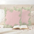 thumbnail image 3 of Pink Leaves Outdoor Waterproof Pillow Covers, Green Summer Botanical Pastoral Decorative Square Throw Pillowcase Sofa Cushion Sham for Patio/Couch/Chair, 16"x16" 2 Pack, 3 of 8