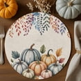 thumbnail image 2 of Fall Round Placemats Set of 4 Harvest Pumpkin Place Mats Thanksgiving Woven Placemat Color Leaves Linen Circle Braided Table Mat for Kitchen Dining Table Autumn Party Home Decor 15 Inch, 2 of 9