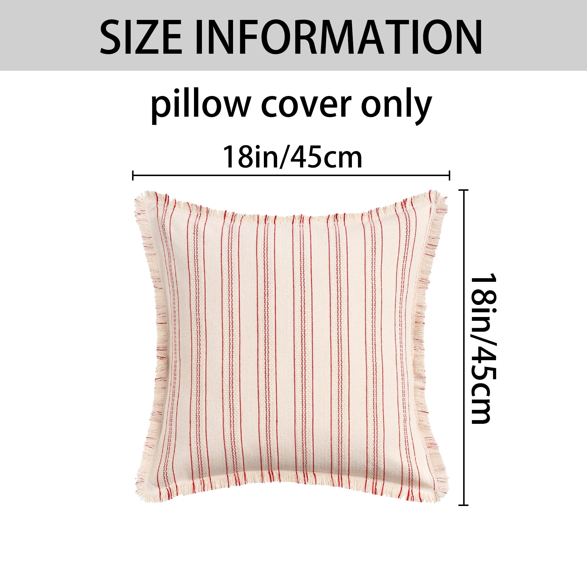 Unique Bargains Pack of 2 Striped Throw Pillow Covers with Tassel Edge Red